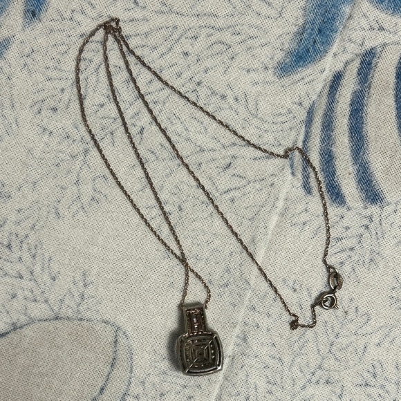 Elegant Square Crystal Pendant with 925 Chain Stamped KA Vintage 19" - Picture 9 of 15